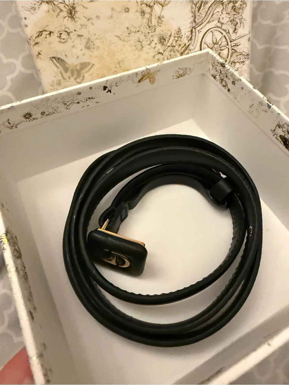 Dior Bobby fine calfskin Slim Belt with Gold-Tone